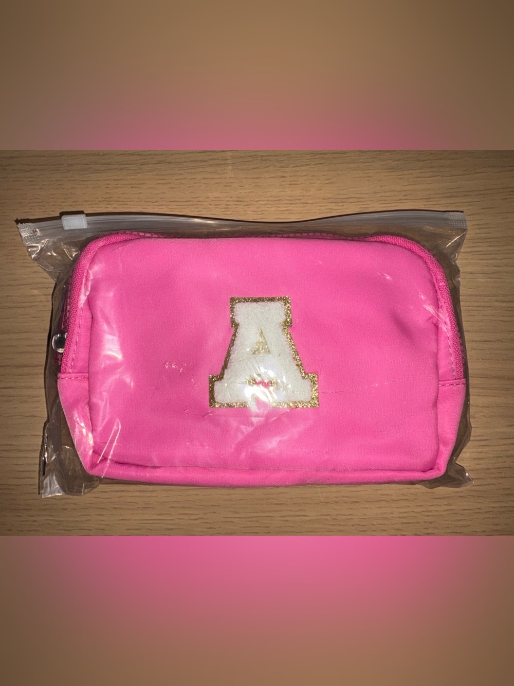 Hot Pink Fanny Pack with White & Gold 'A' Patch